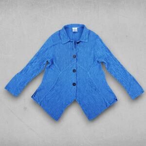 Mill Valley Hobo Top Women S Blue Stripe Linen Blend Long Sleeve Shacket Artsy